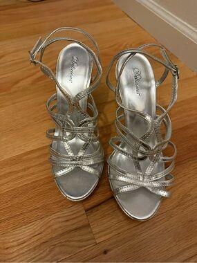 Delicious Silver Multi-Strap High Heels